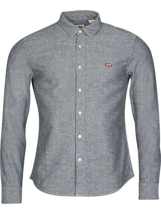 Battery Long Sleeve Cotton Shirt in Slim Fit Black