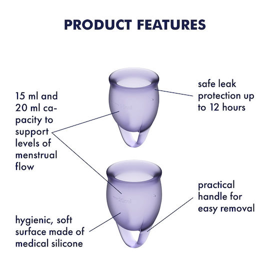 Satisfyer Feel Confident Set of Purple Menstrual Cups 15ml + 20ml Purple