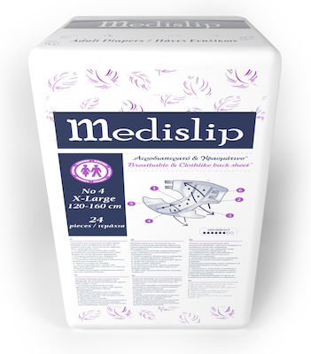 Mediform Medislip Incontinence Diapers Breathable & Clothlike Back Sheet XLarge 24pcs