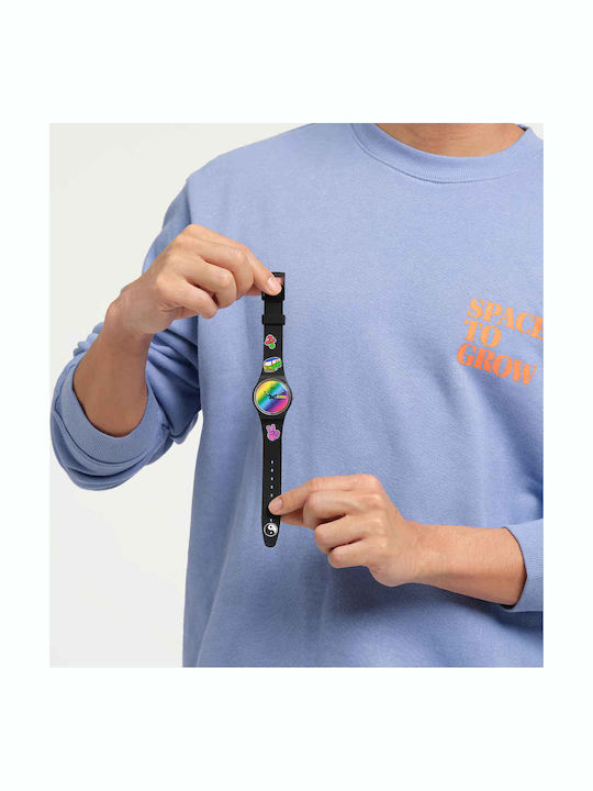 Swatch Go With The Bow Uhr Batterie mit Kautschukarmband Swatch Go With The Bow Uhr Batterie mit Kautschukarmband