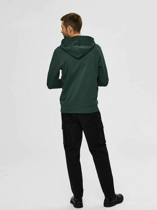 Selected Men's Sweatshirt with Hood and Pockets Green