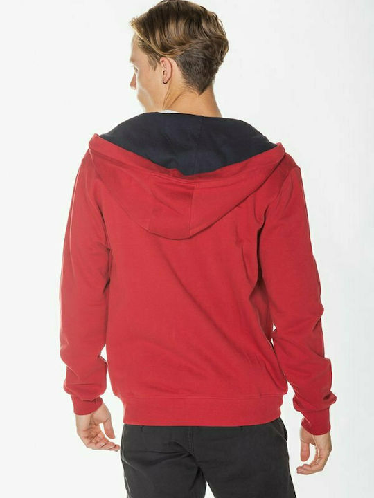 U.S. Polo Assn. Men's Sweatshirt Jacket with Hood and Pockets Red