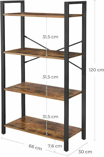 Βιβλιοθήκη Rustic Καφέ 66x30x120εκ.