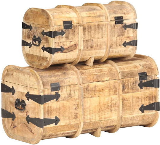 vidaXL Wooden Decorative Trunks Set Beige 2pcs