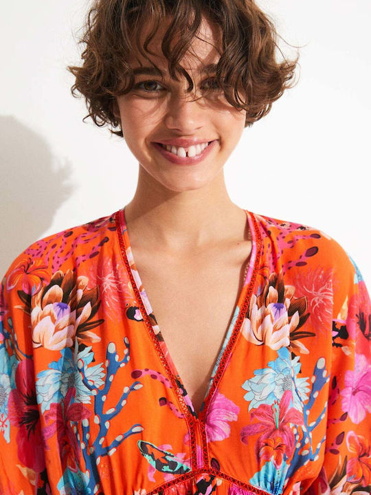 Desigual Angelina Women's Mini Dress Beachwear Orange