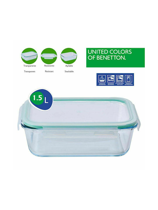 Benetton Rainbow Cutie pentru Mâncare Sticlă Verde 1500ml 1buc