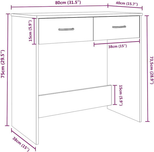 Desk Wooden Smoky Oak 80x40x75cm