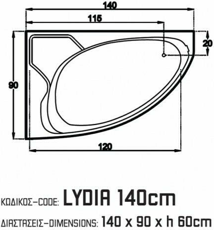 Sanitec Lydia L Eckschwanne mit linker Platzierung Acryl 140x90cm