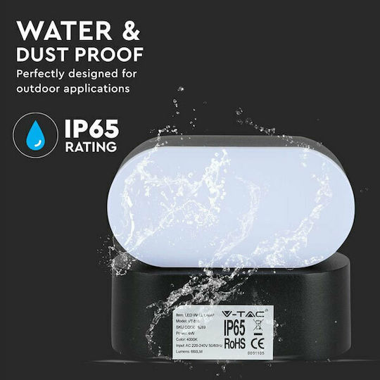 V-TAC Επιτοίχια Εξωτερική Πλαφονιέρα LED IP65 5W με Φυσικό Λευκό Φως 11.5x5x10εκ.