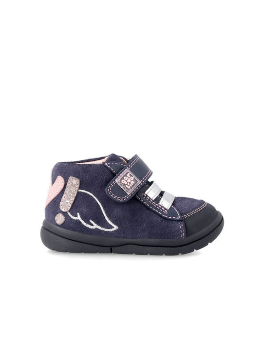 Garvalin Kids Leather Anatomic Boots with Hoop & Loop Closure Navy Blue