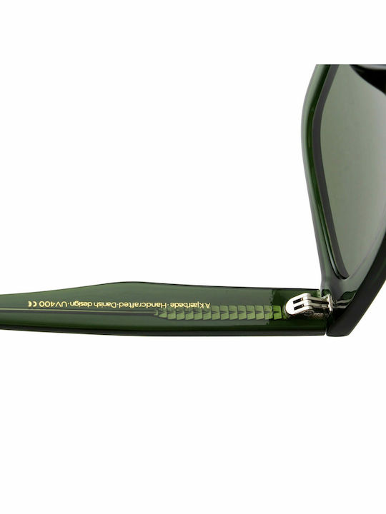 A.Kjaerbede Big Kanye Women's Sunglasses with Green Acetate Frame and Green Lenses