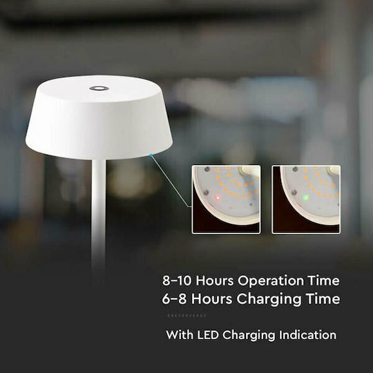 V-TAC Metal Table Lamp LED with White Shade and Base