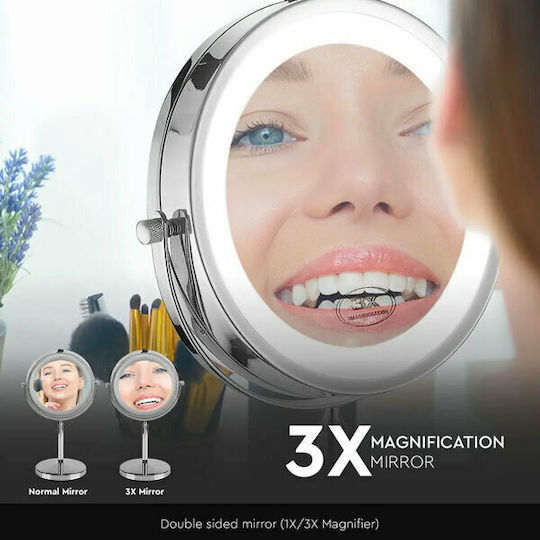 V-TAC Makeup Mirror Tabletop with Light 7x7cm White