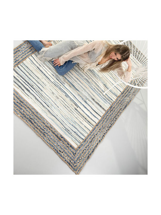 Guy Laroche Kilim Teppich Rechteckig Sommer aus Jute Beige