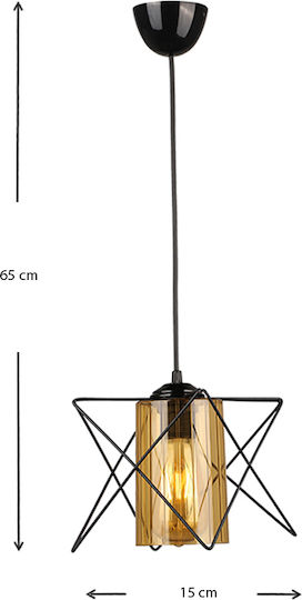 Megapap Indra Pendant Light Black Grid with Socket E27 17x17x50cm