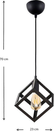 Megapap Thora Висящо Осветително Тяло Черен Мрежа с Цокъл E27 22x22x70см.