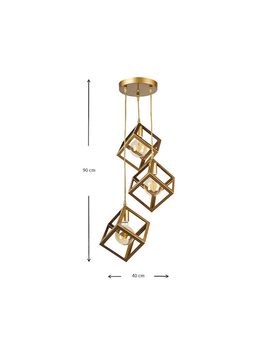Megapap Thora Pendant Light Gold Grid with Socket E27 22x22x70cm