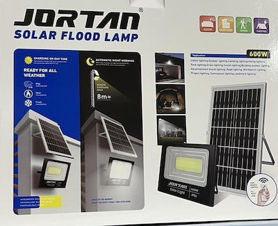 Jortan Waterproof Solar LED Floodlight 600W Cold White with Photocell and Remote Control IP66