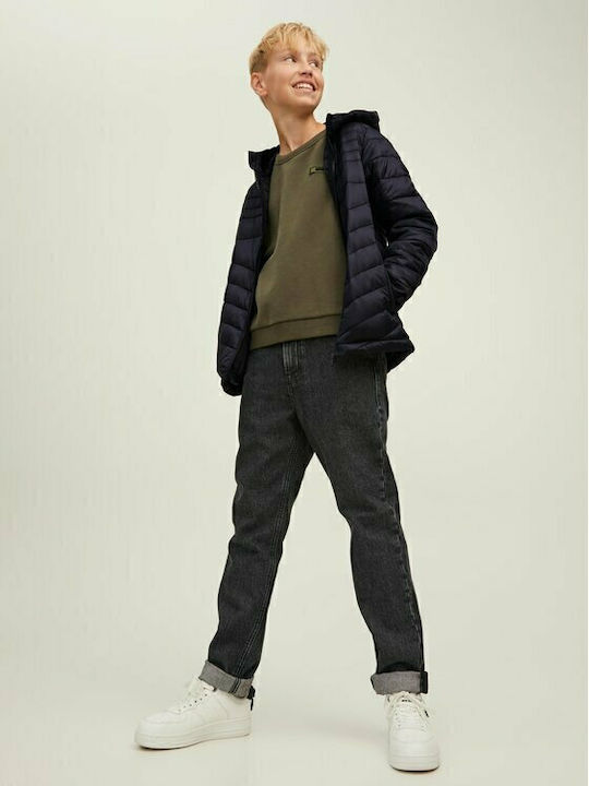 Kids' Quilted Jacket Short with Hood Black