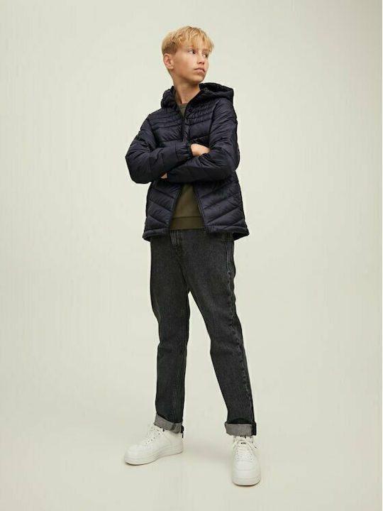 Kids' Quilted Jacket Short with Hood Black