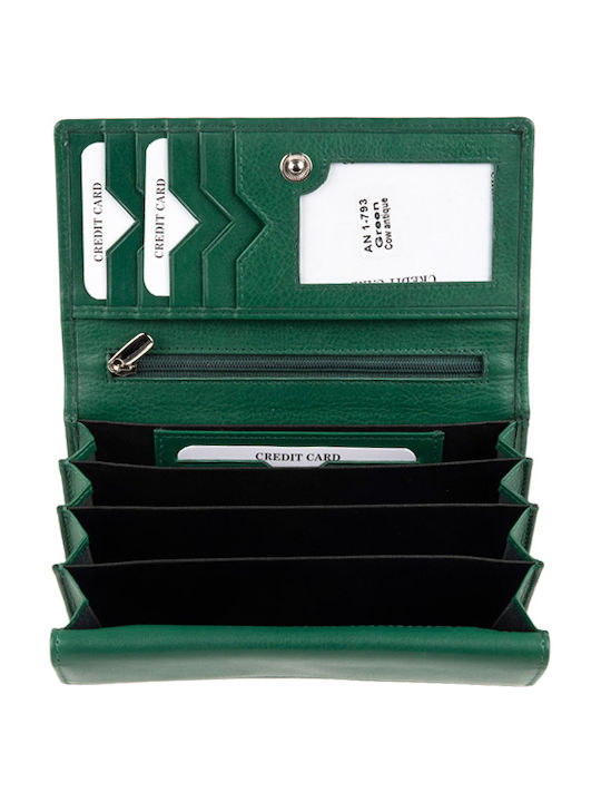 AN Large Leather Women's Wallet Classic Green