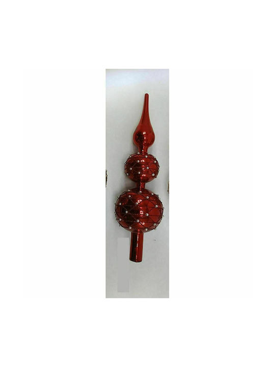 Iliadis Christmas Glass Christmas Tree Topper Ornament Red 29x8cm