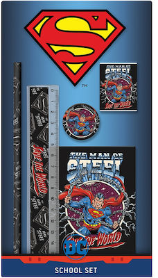 Graffiti Superman Kids Stationery Set with Pencil, Sharpener, Eraser, Notepad and Ruler 5pcs