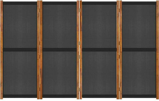 vidaXL Декоративен Параван Текстилен с 4 Панела Black 280x180см