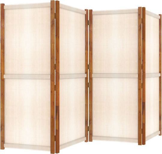 vidaXL Dekorativer Raumteiler Stoff mit 4 Paneelen White Cream 280x180cm