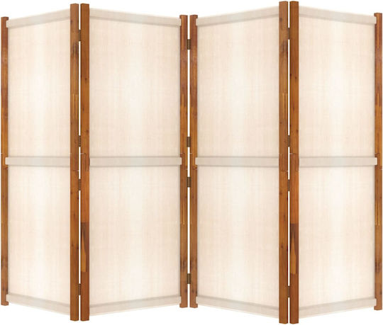 vidaXL Dekorativer Raumteiler Stoff mit 4 Paneelen White Cream 280x180cm