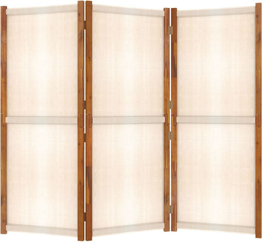 vidaXL Decorativ Paravan Tesatura cu 3 Panouri White Cream 210x180cm