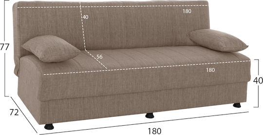 Andri Three-Seater Couch Bed with Storage Space Beige 180x72x77 cm