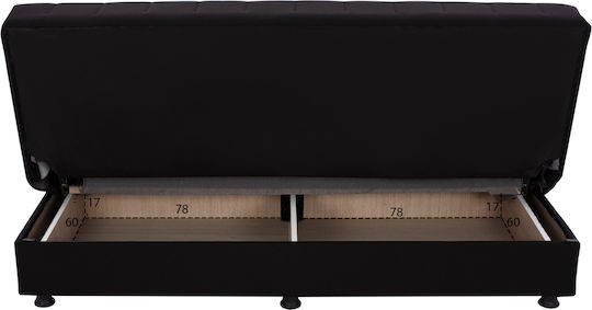 Andri Three-Seater Couch Bed with Storage Space Black 180x72x77 cm