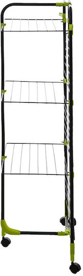 5Five Folding Floor Clothes Drying Rack Metallic with Wheels Green with Hanging Length 30m