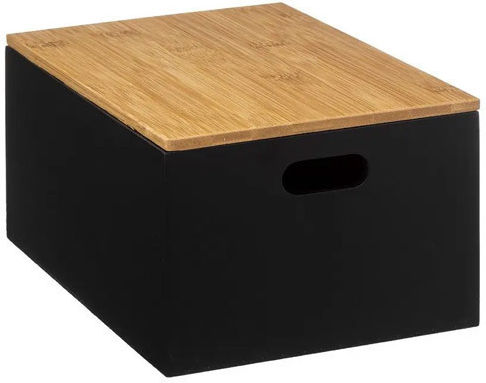 5Five Hölzernes Aufbewahrungsbox mit Deckel Schwarz 3Stück