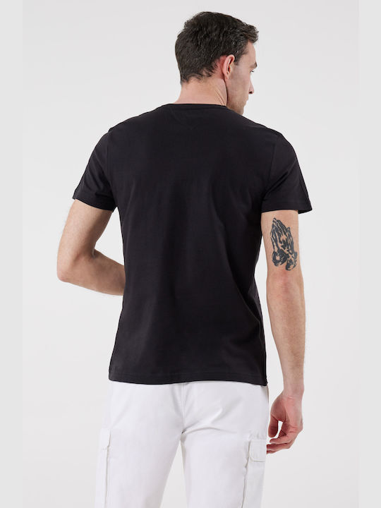 Tommy Hilfiger Ανδρικό T-shirt Μαύρο με Στάμπα