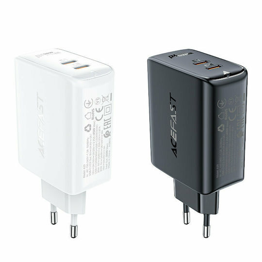 Acefast Φορτιστής Χωρίς Καλώδιο GaN με 2 Θύρες USB-C 50W Power Delivery / Quick Charge 4.0 Μαύρος (A29)
