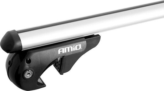 AMiO Bare de Acoperiș din Aluminiu 135 cm Universal 2008 2008 pentru Mașini cu Bare de Acoperiș Originale cu Picioare pentru Portbagaj de Acoperiș și Blocare Argintii