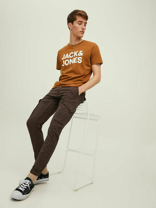 Trousers Cargo Elastic in Slim Fit Brown