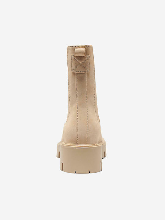 Onlbetty1 Leather Women's Chelsea Boots with Medium Heel Camel