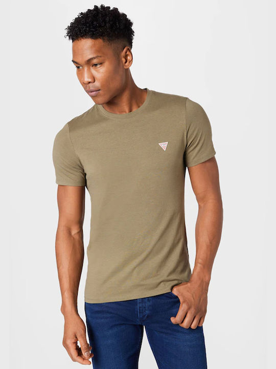 Guess Herren T-Shirt Kurzarm Khaki