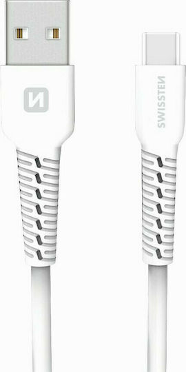 Swissten USB 2.0 Кабел USB-C Мъжки - USB-A Бял 1м 71505531