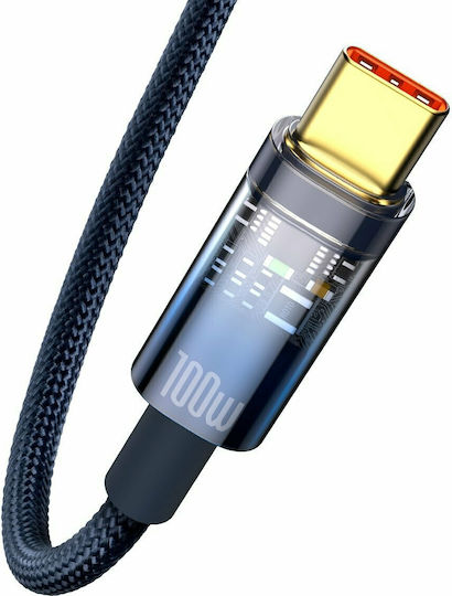Baseus Explorer Geflochtenes LED USB 2.0 Kabel USB Typ-C männlich - USB-A 100W PD Blau 1m CATS000203