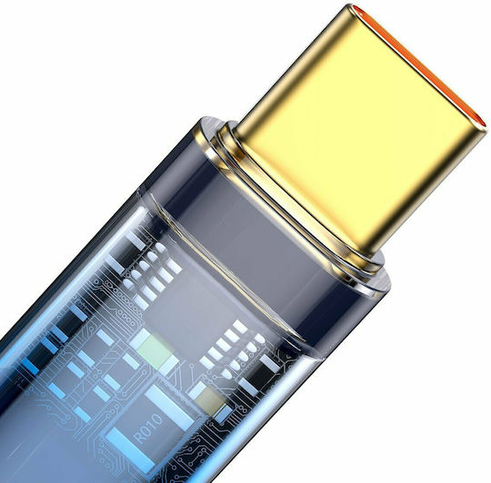 Baseus Explorer Geflochtenes LED USB 2.0 Kabel USB Typ-C männlich - USB-A 100W PD Blau 1m CATS000203