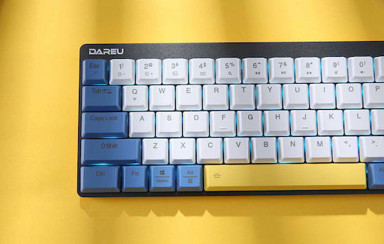 Dareu EK868 Fără fir Gaming Tastatură Mecanică 60% cu Custom Red comutatoare și Taste Iluminate (Engleză US) White / Blue / Yellow
