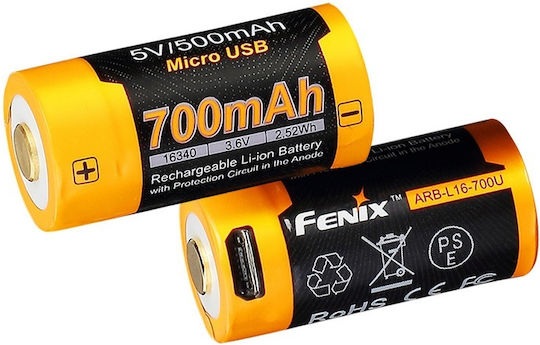 Fenix Επαναφορτιζόμενη Μπαταρία 16340 Li-ion 700mAh 3.7V 1τμχ