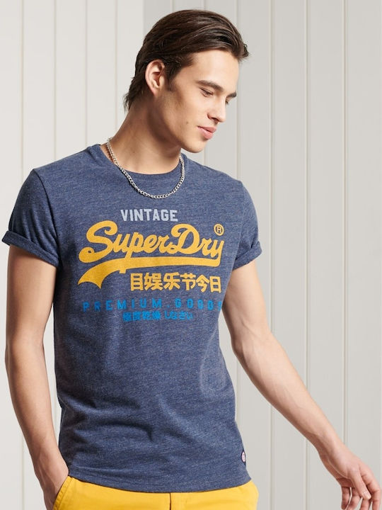 Superdry Vintage Tri Ανδρικό T-shirt Κοντομάνικο Navy Marl