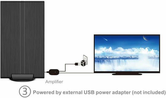Osio OTA-3035 Indoor TV Antenna (Requires Power Supply) Black