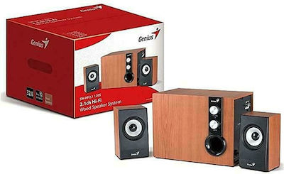 Genius SW-HF2.1 Ηχεία Υπολογιστή 2.1 με Ισχύ 32W σε Καφέ Χρώμα