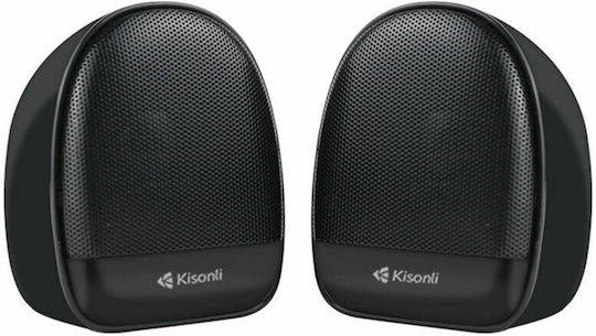 Kisonli KS-08 Ηχεία Υπολογιστή 2.0 με Ισχύ 6W Μαύρα